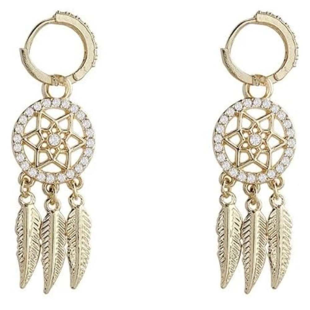 Dream Catcher Dangle Earrings for Women, Boho Feather Tassels Drop Earrings Geom